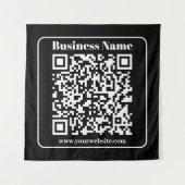 Editierbarer QR-Code Schwarz & Weiß Retro Moderner Wandteppich (Vorderseite)