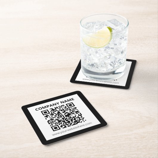 Editierbarer QR-Code und einfaches, benutzerdefini Rechteckiger Pappuntersetzer (Vor Ort)