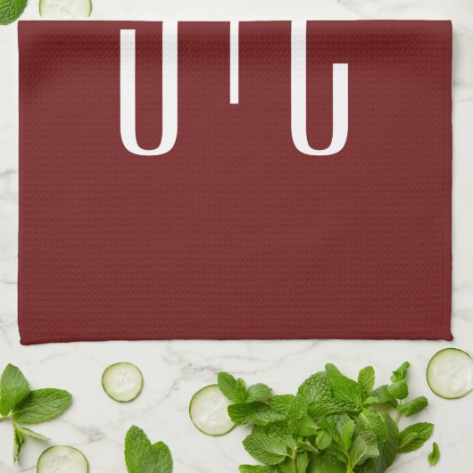 Editierbarer, roter Hintergrund und weißer Text au Geschirrtuch (Gefaltet)