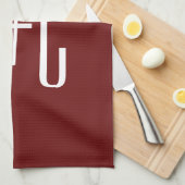 Editierbarer, roter Hintergrund und weißer Text au Geschirrtuch (Viertel Falte)