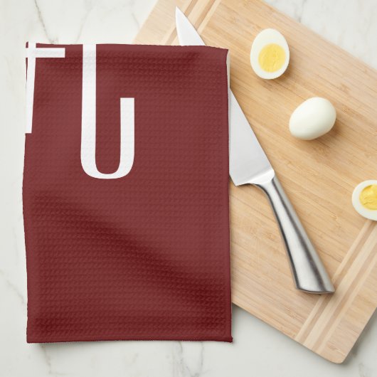 Editierbarer, roter Hintergrund und weißer Text au Geschirrtuch (Viertel Falte)