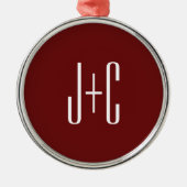 Editierbarer, roter Hintergrund und weißer Text au Ornament Aus Metall (Vorne)