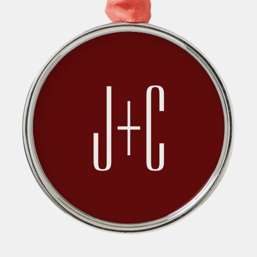 Editierbarer, roter Hintergrund und weißer Text au Ornament Aus Metall (Vorne)