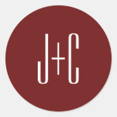 Editierbarer, roter Hintergrund und weißer Text au Runder Aufkleber (Vorderseite)