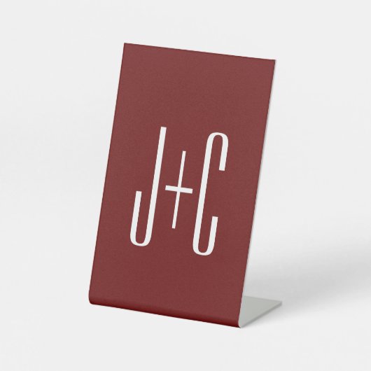 Editierbarer, roter Hintergrund und weißer Text au Sockelschild (Vorderseite)