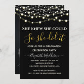 Editierbarer Silver Gold Sparkling Lights Abschlus Einladung (Vorne/Hinten)