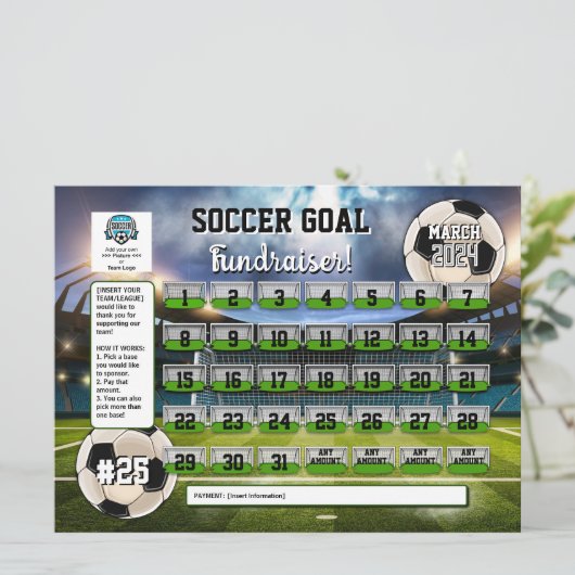 Editierbarer Soccer Calendar Fundraiser Flyer Einladung (Stehend Vorderseite)