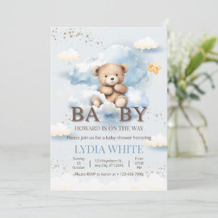 Editierbarer Teddybär-Baby-Shower Kann kaum warten Einladung