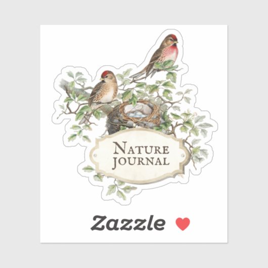 Editierbarer Text Bird Nest Ästhetik Journal Stick Aufkleber (Blatt)