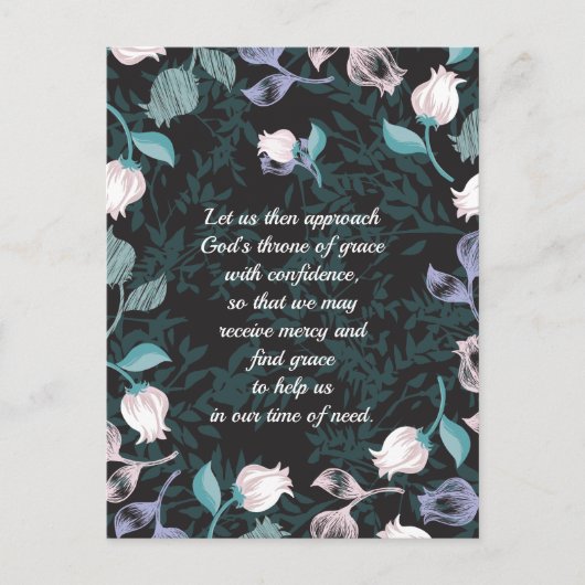 Editierbarer Text florale Design schwarz ver Postkarte (Vorderseite)