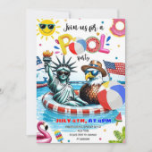 Editierbarer Unabhängigkeitstag Pool Party Patriot Einladung (Vorderseite)
