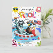 Editierbarer Unabhängigkeitstag Pool Party Patriot Einladung (Stehend Vorderseite)