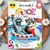 Editierbarer Unabhängigkeitstag Pool Party Patriot Einladung