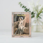 Editierbarer Vintager Ostergel mit Federn Postkarte (Stehend Vorderseite)