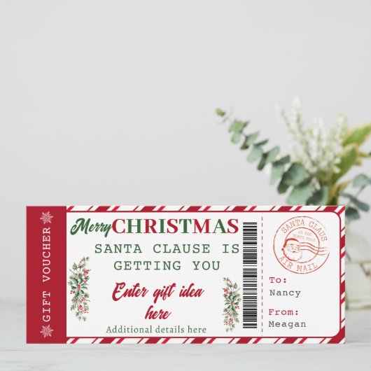 Editierbarer Weihnachtsgutschein | Weihnachtscoupo (Stehend Vorderseite)