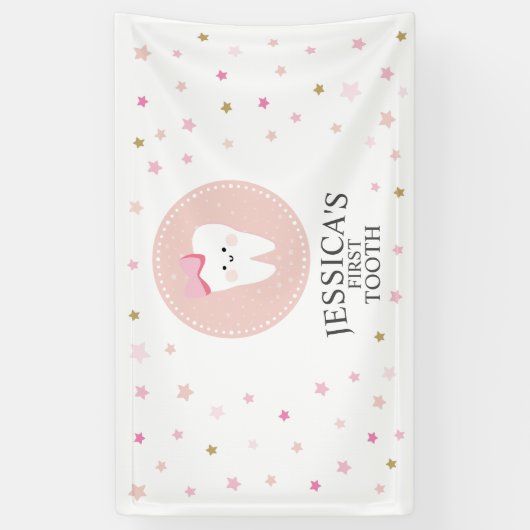 Editierbares Banner für das First Tooth Party. (Vertikal)