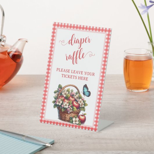 Editierbares Bloral Apple Diaper Raffeltabellenzei Sockelschild (In SItu)