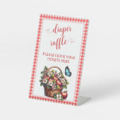 Editierbares Bloral Apple Diaper Raffeltabellenzei Sockelschild (Vorderseite)