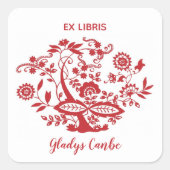 Editierbares Blumendesign Quadratischer Aufkleber (Vorderseite)