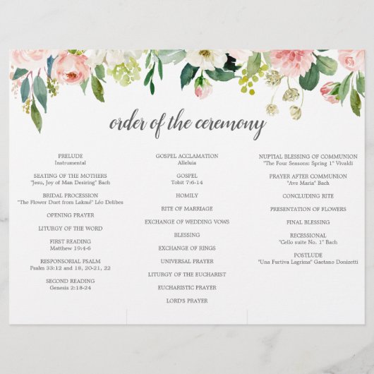 Editierbares Blushing Blooms Dreifach-Hochzeitspro Flyer (Hinten)