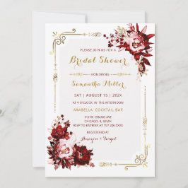 Editierbares Burgundy and Gold Brautparty Einladung