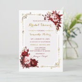 Editierbares Burgundy and Gold Brautparty Einladung (Stehend Vorderseite)