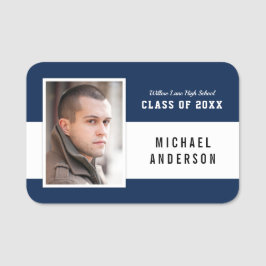 Editierbares Color Varsity School Wiedersehen Foto Namensschild