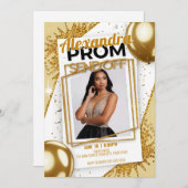 Editierbares exquisites Prom Absenden von Gold-Gli Einladung (Vorne/Hinten)