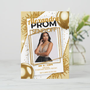 Editierbares exquisites Prom Absenden von Gold-Gli Einladung