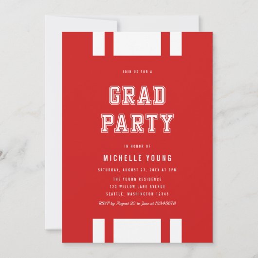 Editierbares Farbbreite Foto Graduate Grad Party Einladung (Rückseite)