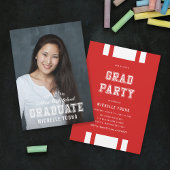 Editierbares Farbbreite Foto Graduate Grad Party Einladung