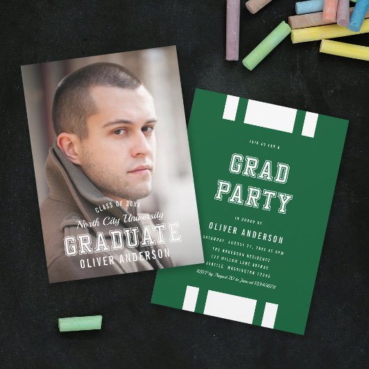 Editierbares Farbbreite Foto Graduate Grad Party Einladung