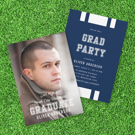 Editierbares Farbbreite Foto Graduate Grad Party Einladung