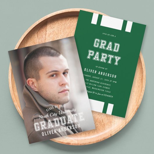 Editierbares Farbbreite Foto Graduate Grad Party Einladung