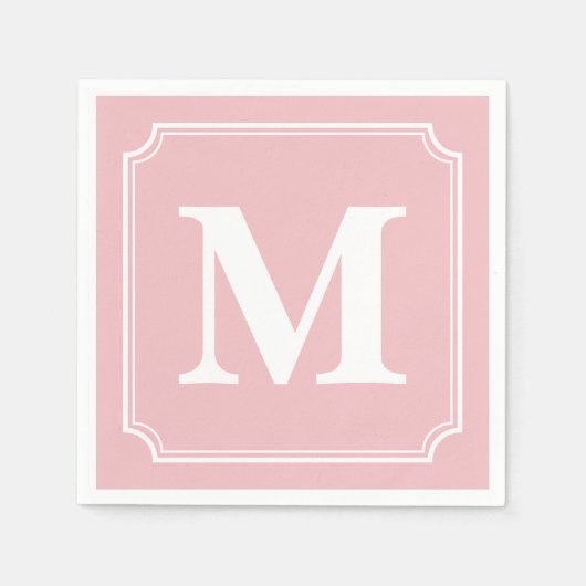 Editierbares Farbhintergrund Weißes Border Monogra Serviette (Vorderseite)