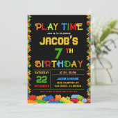 Editierbares farbiges Gebäude Blocks Geburtstagspa Einladung (Stehend Vorderseite)