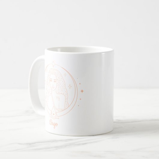 Editierbares Farbpfirsich Virgo Zodiac-Zeichen Kaffeetasse (Vorderseite Links)