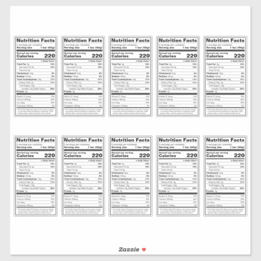 Editierbares FDA-konformes Lebensmittel-Lebensmitt Aufkleber (Blatt)