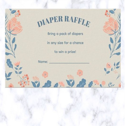 Editierbares Floral Diaper Raffle Begleitkarte