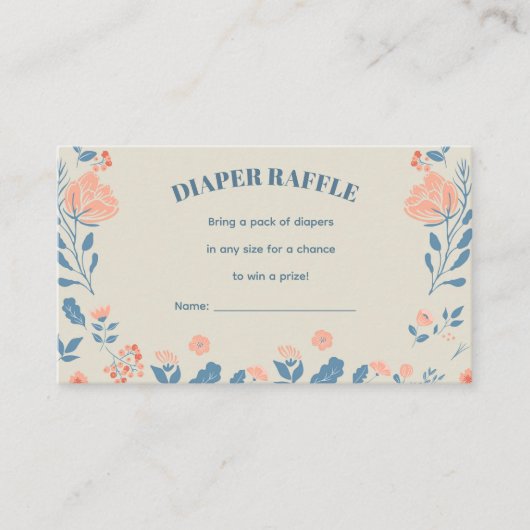 Editierbares Floral Diaper Raffle Begleitkarte (Vorderseite)