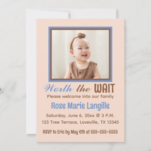 Editierbares Foto Adoption Celebration Party Einladung (Vorderseite)