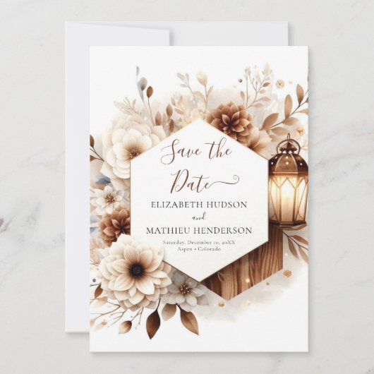 Editierbares Foto Rustikale Hochzeit Save The Date (Vorderseite)