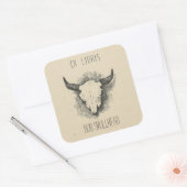 Editierbares Frederic Remington Cow Skull Buchzeic Quadratischer Aufkleber (Umschlag)