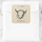Editierbares Frederic Remington Cow Skull Buchzeic Quadratischer Aufkleber (Tasche)