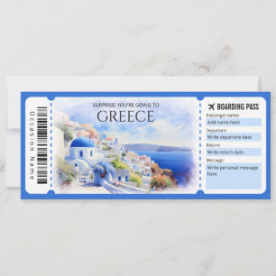 Editierbares Griechenland Boarding Pass Flugzeug T Einladung