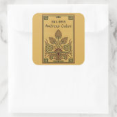 Editierbares griechisches Leaf-Muster-Buchzeichen Quadratischer Aufkleber (Tasche)