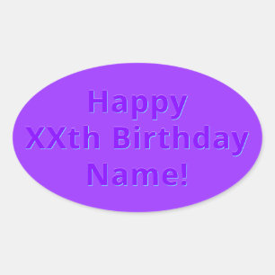 Editierbares Happy Birthday Beliebiger Name oder A Ovaler Aufkleber