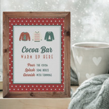 Editierbares Hot Cocoa Bar Sign Ugly Sweater Party