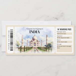 Editierbares India Boarding Pass Flugzeug Ticket Einladung