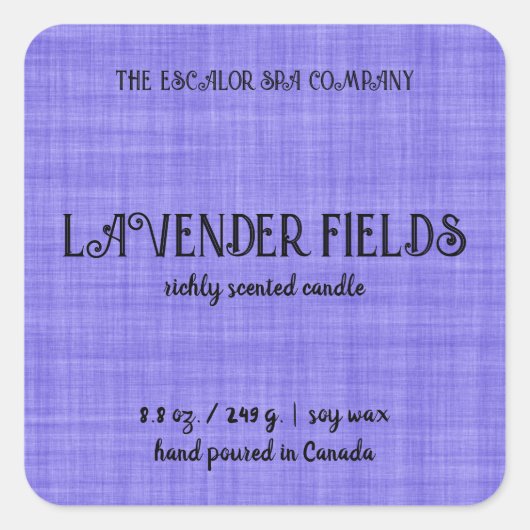 Editierbares Lila Leinenkorb Quadratischer Aufkleber (Vorderseite)